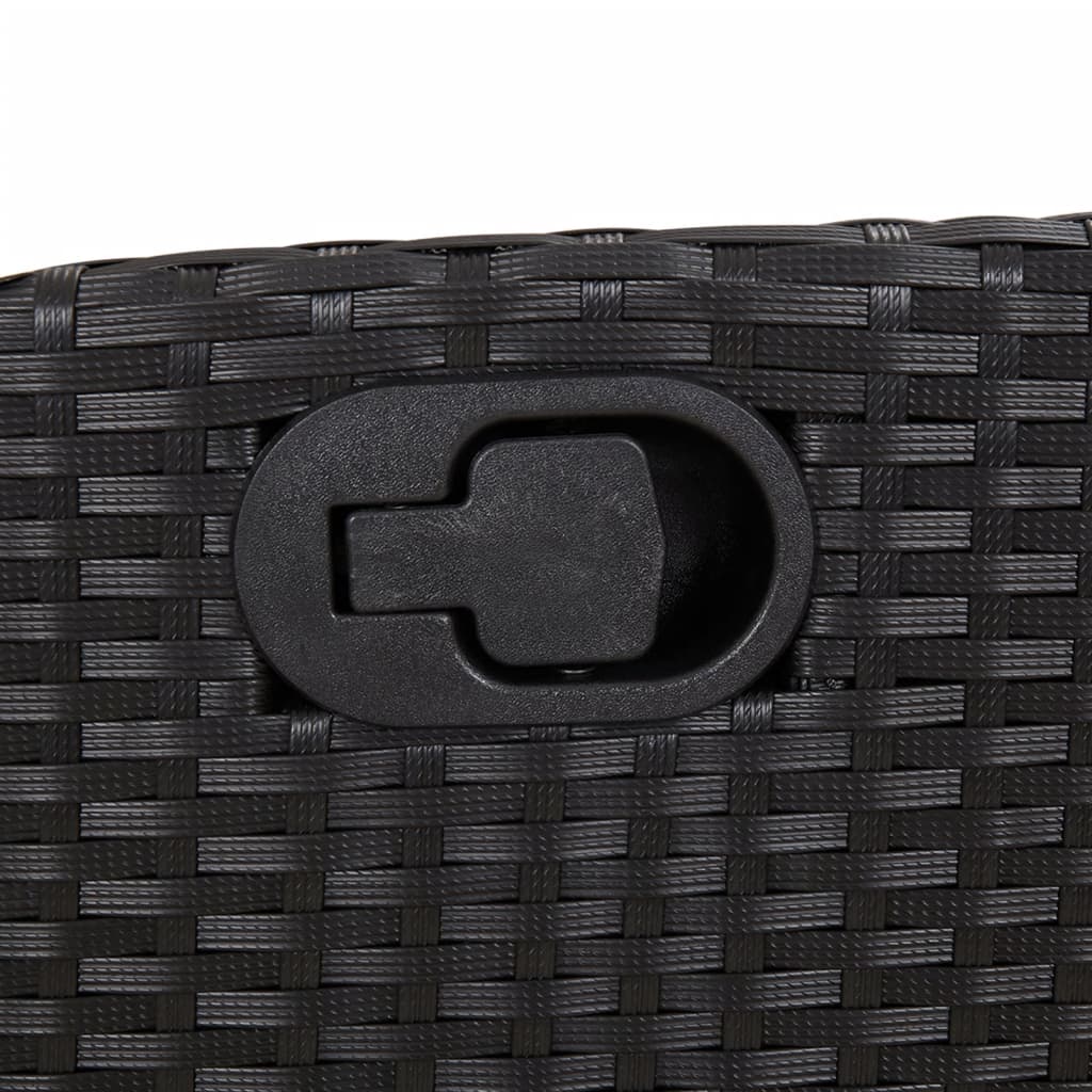 3-tlg. Bistro-Set mit Kissen Schwarz Poly Rattan
