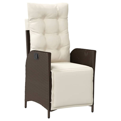 3-tlg. Bistro-Set mit Kissen Braun Poly Rattan
