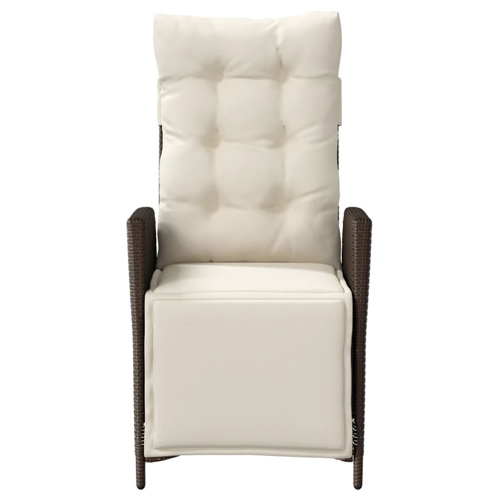 3-tlg. Bistro-Set mit Kissen Braun Poly Rattan