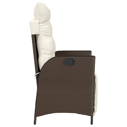 3-tlg. Bistro-Set mit Kissen Braun Poly Rattan