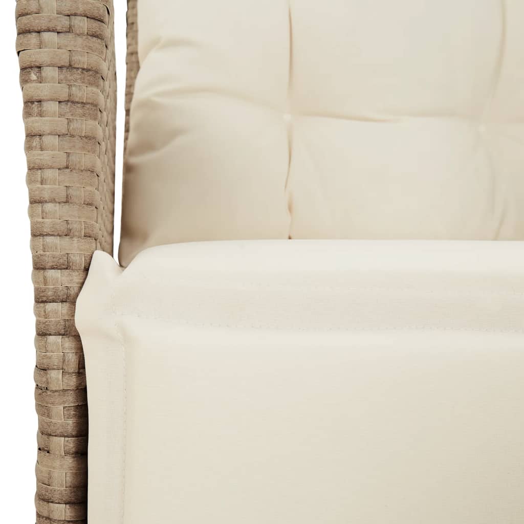 3-tlg. Bistro-Set mit Kissen Beige Poly Rattan