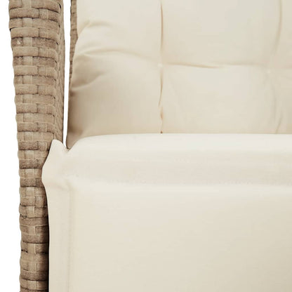 3-tlg. Bistro-Set mit Kissen Beige Poly Rattan