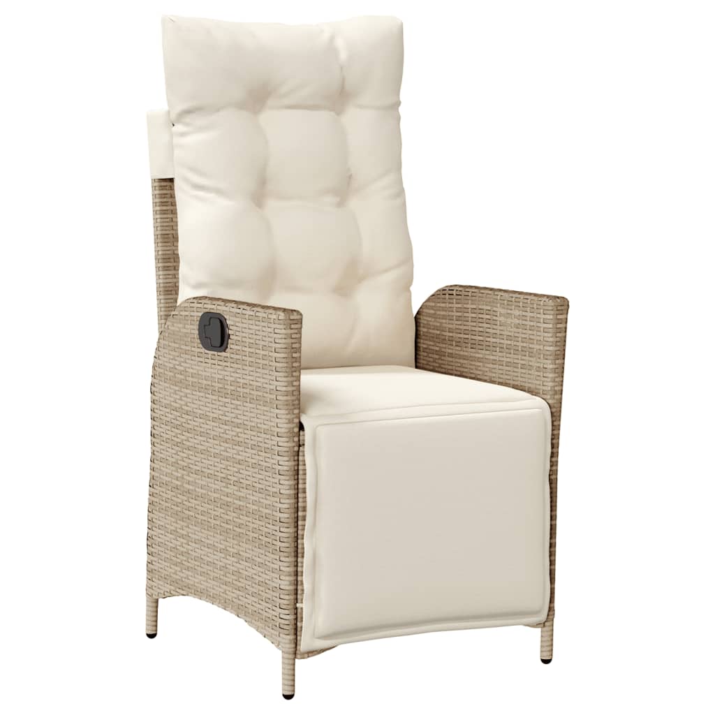 3-tlg. Bistro-Set mit Kissen Beige Poly Rattan