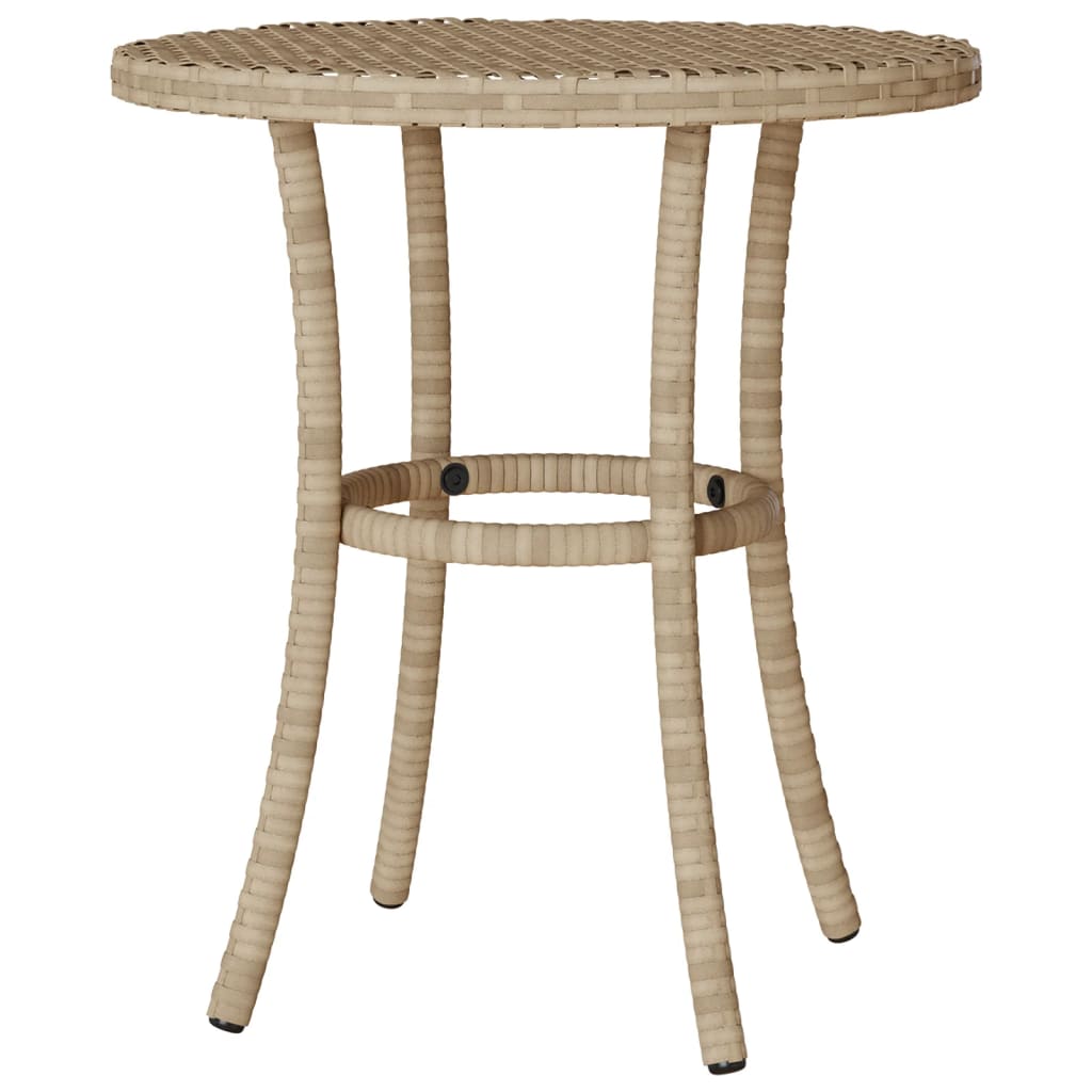 3-tlg. Bistro-Set mit Kissen Beige Poly Rattan