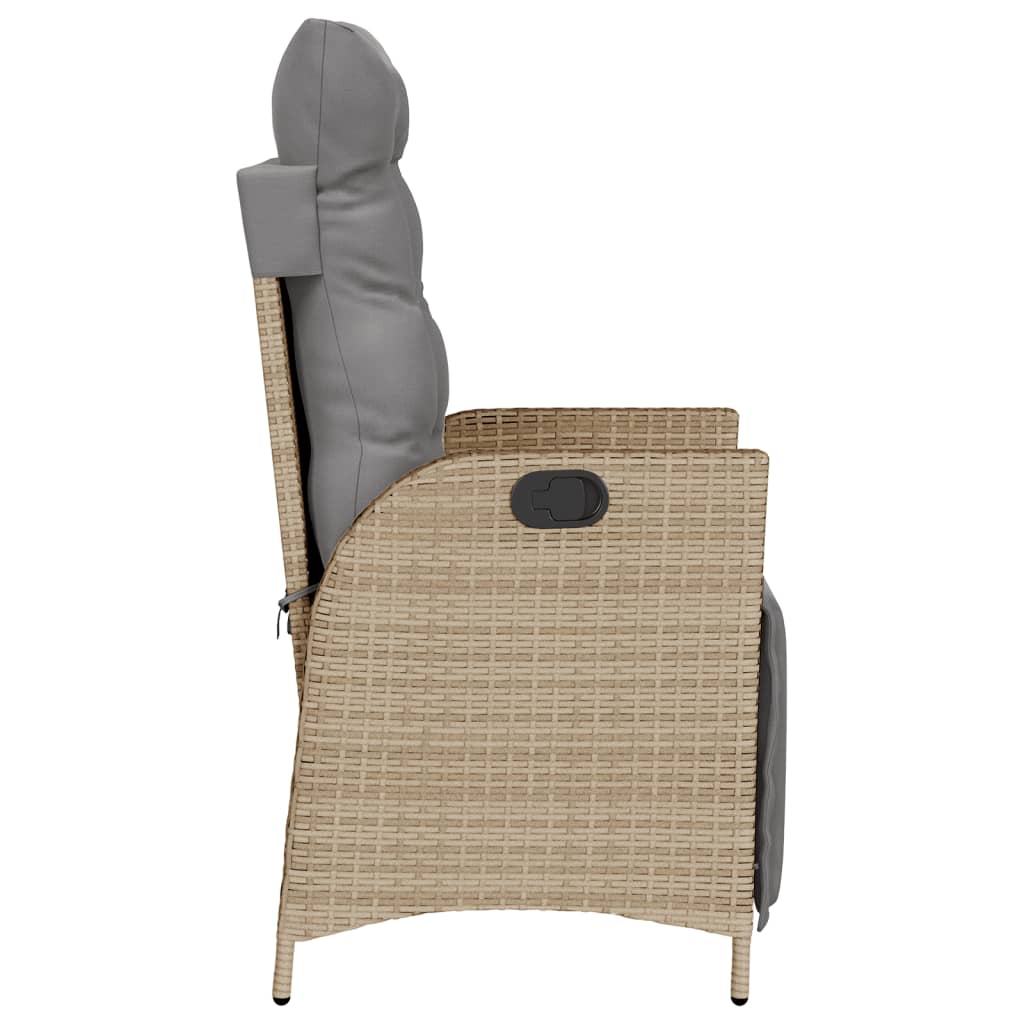 3-tlg. Bistro-Set mit Kissen Beigemischung Poly Rattan