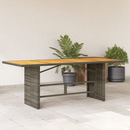 Gartentisch mit Akazienholz-Platte Grau 190x80x74cm Poly Rattan