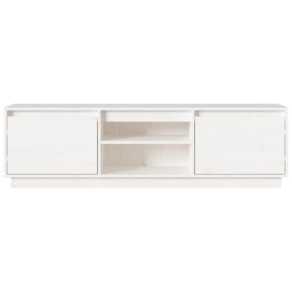 Meuble TV blanc 140x35x40 cm en bois de pin massif