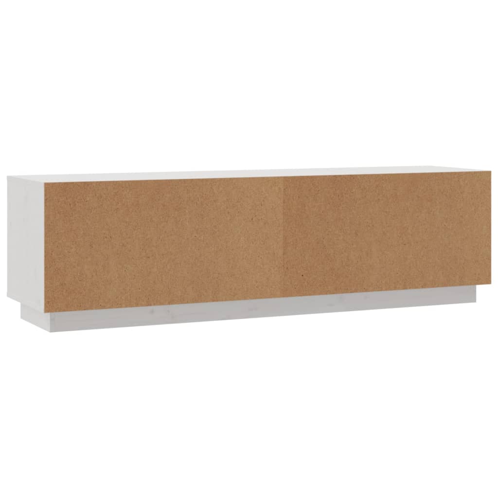 Meuble TV blanc 140x35x40 cm en bois de pin massif
