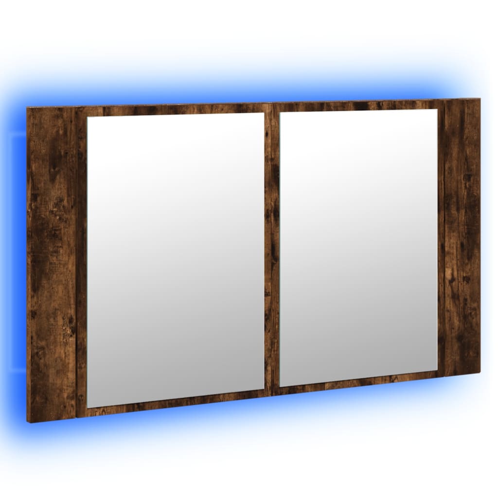 LED mirror cabinet smoked oak 80x12x45 cm acrylic