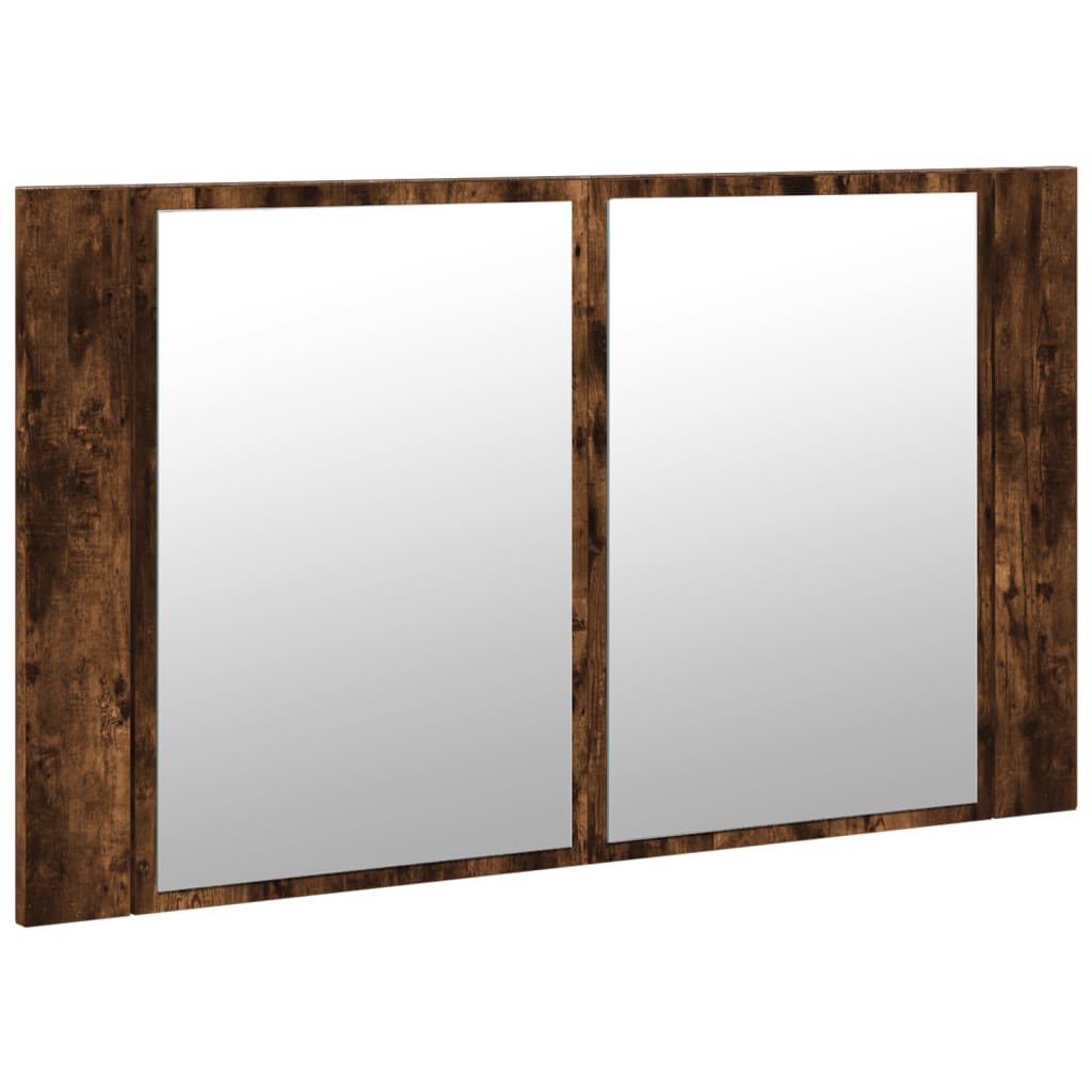 LED mirror cabinet smoked oak 80x12x45 cm acrylic
