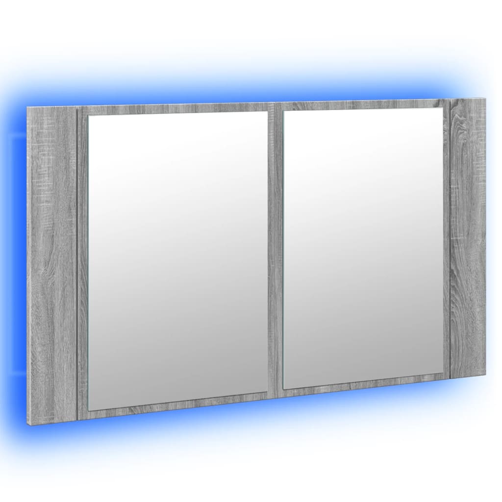 LED mirror cabinet gray Sonoma 80x12x45 cm acrylic