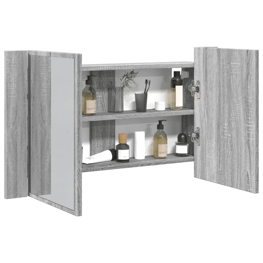 LED mirror cabinet gray Sonoma 80x12x45 cm acrylic