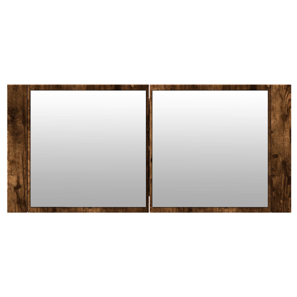 LED mirror cabinet smoked oak 100x12x45 cm