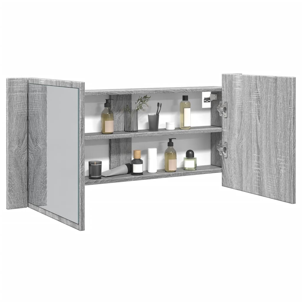 LED mirror cabinet gray Sonoma 100x12x45 cm