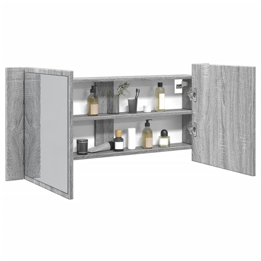 LED mirror cabinet gray Sonoma 100x12x45 cm