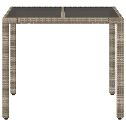 Gartentisch mit Glasplatte Grau 90x90x75 cm Poly Rattan