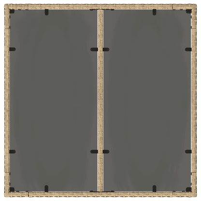 Gartentisch mit Glasplatte Beige 90x90x75 cm Poly Rattan