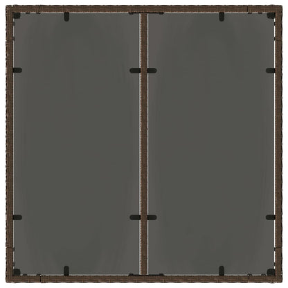 Gartentisch mit Glasplatte Braun 90x90x75 cm Poly Rattan