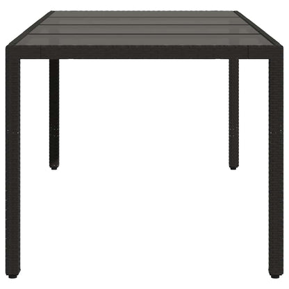 Gartentisch mit Glasplatte Schwarz 190x90x75 cm Poly Rattan