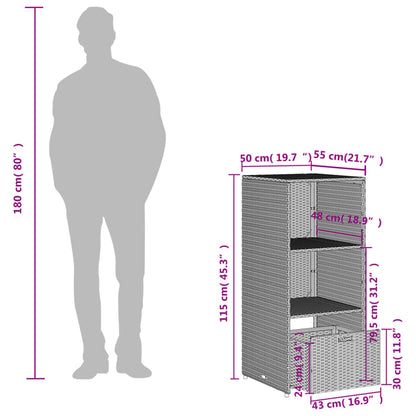 Gartenschrank Braun 50x55x115 cm Poly Rattan