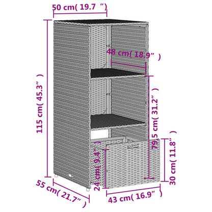 Gartenschrank Beige 50x55x115 cm Poly Rattan