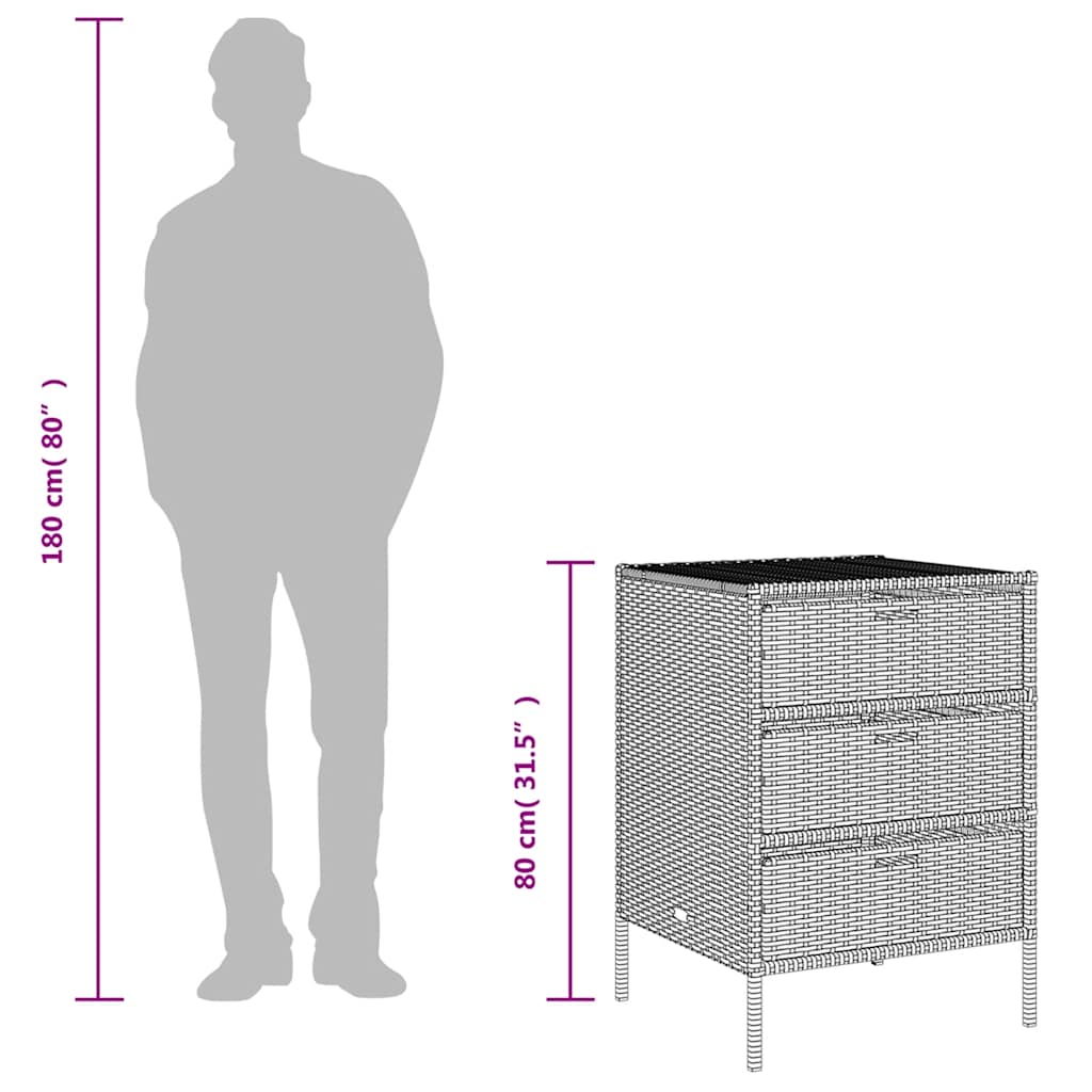 Gartenschrank Schwarz 55x59x80 cm Poly Rattan