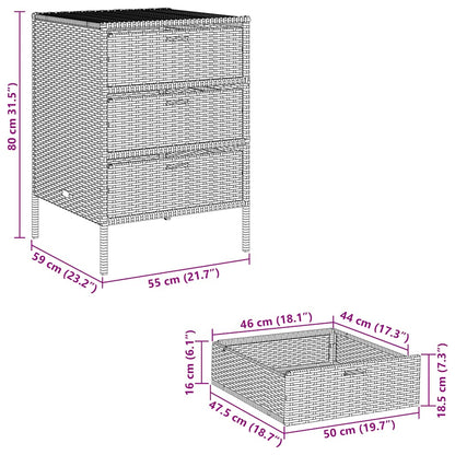 Gartenschrank Schwarz 55x59x80 cm Poly Rattan