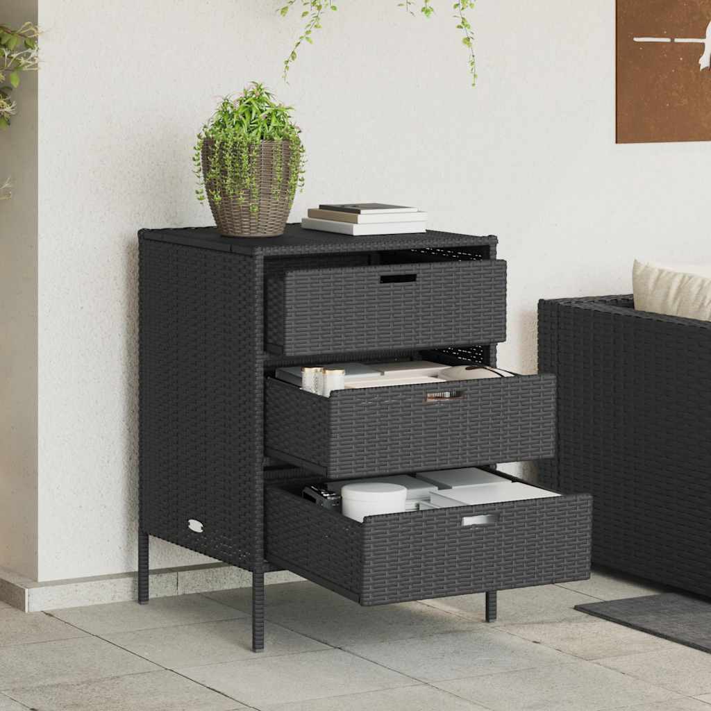 Gartenschrank Schwarz 55x59x80 cm Poly Rattan