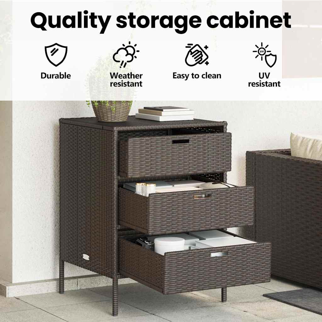 Gartenschrank Braun 55x59x80 cm Poly Rattan