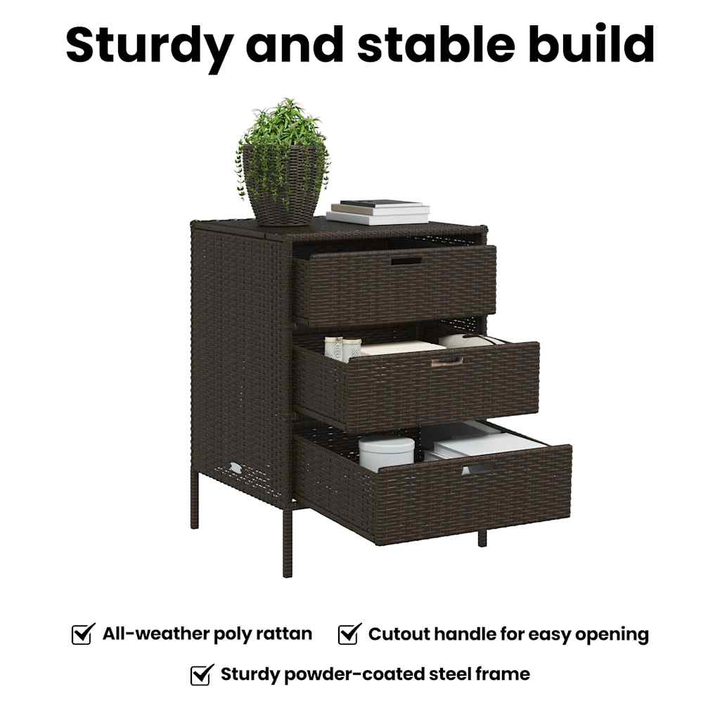 Gartenschrank Braun 55x59x80 cm Poly Rattan