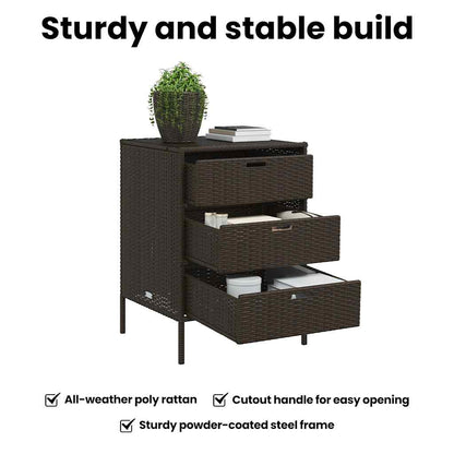 Gartenschrank Braun 55x59x80 cm Poly Rattan