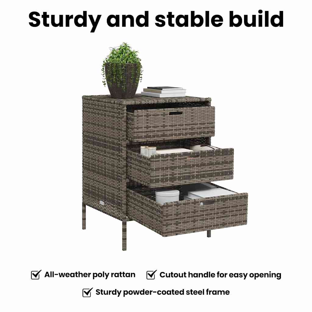 Gartenschrank Grau 55x59x80 cm Poly Rattan