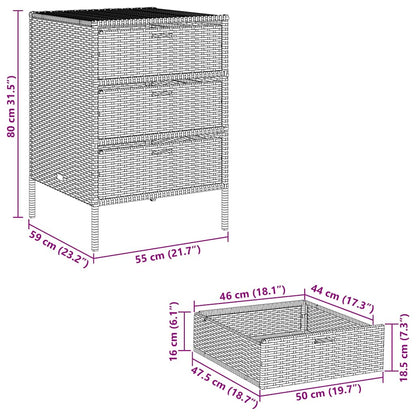 Gartenschrank Grau 55x59x80 cm Poly Rattan