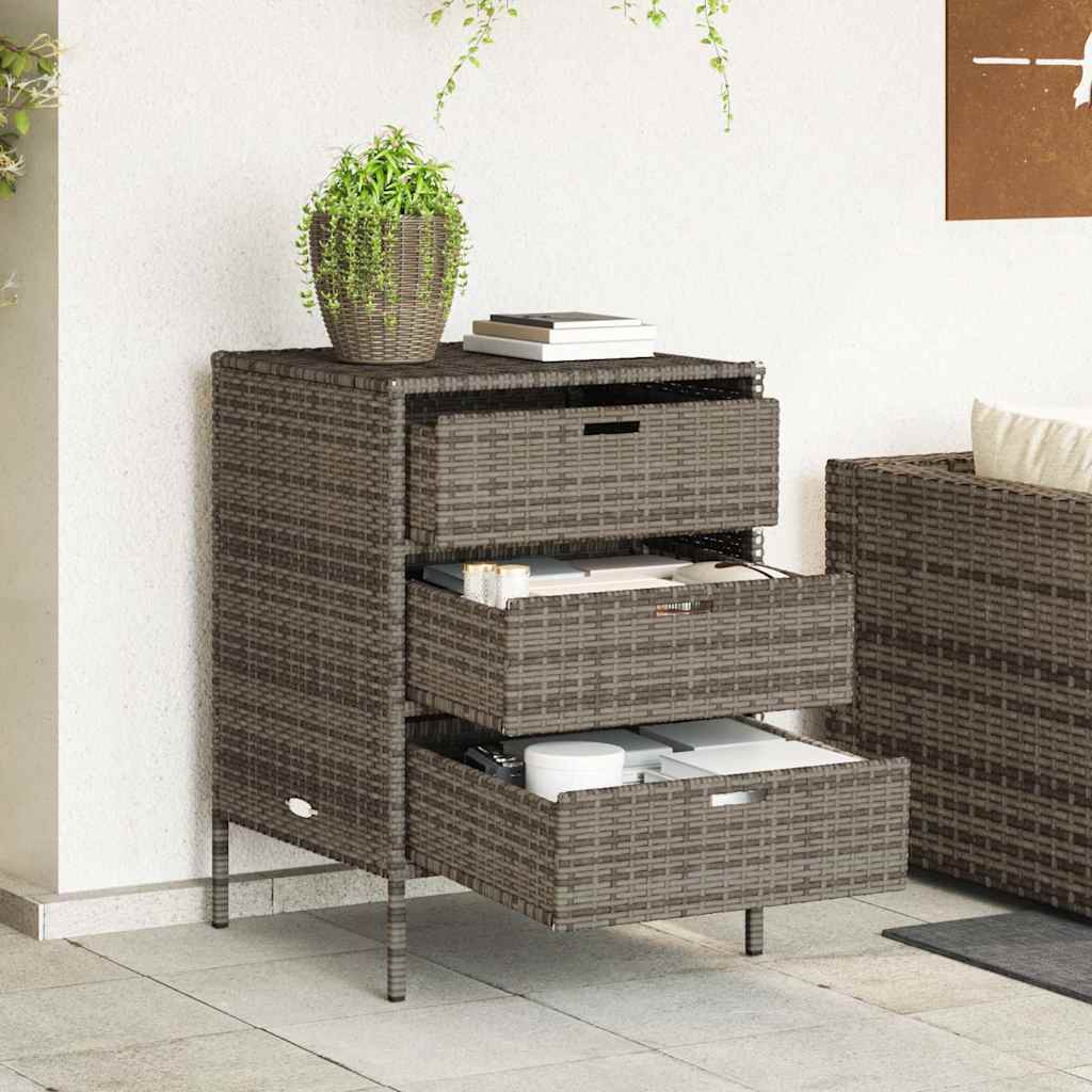 Gartenschrank Grau 55x59x80 cm Poly Rattan