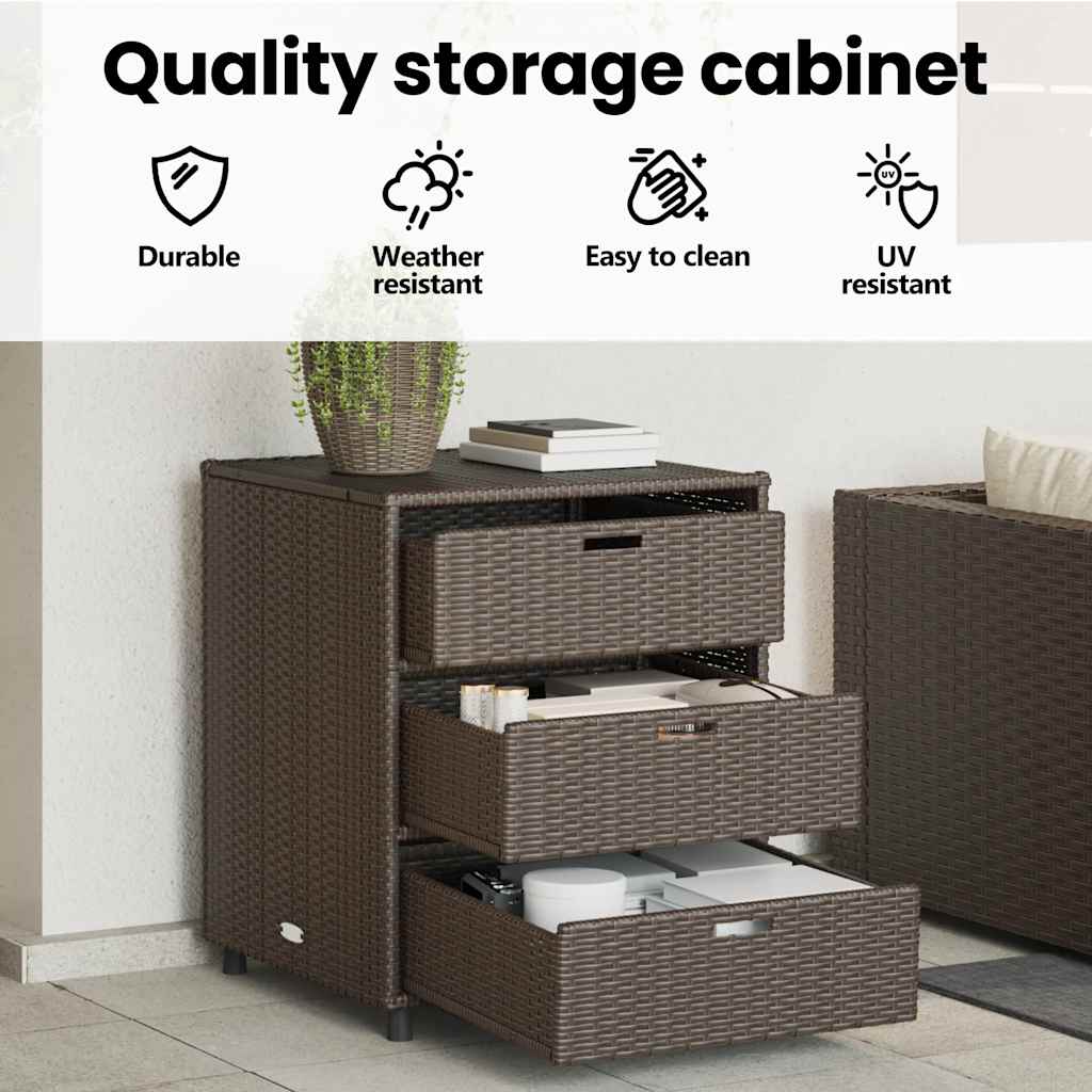 Gartenschrank Braun 55x59x69 cm Poly Rattan