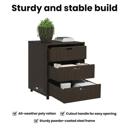 Gartenschrank Braun 55x59x69 cm Poly Rattan