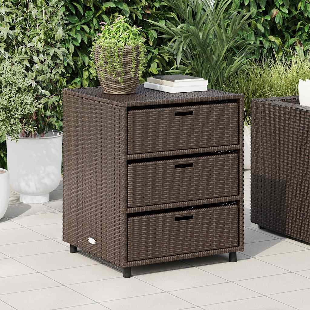 Gartenschrank Braun 55x59x69 cm Poly Rattan