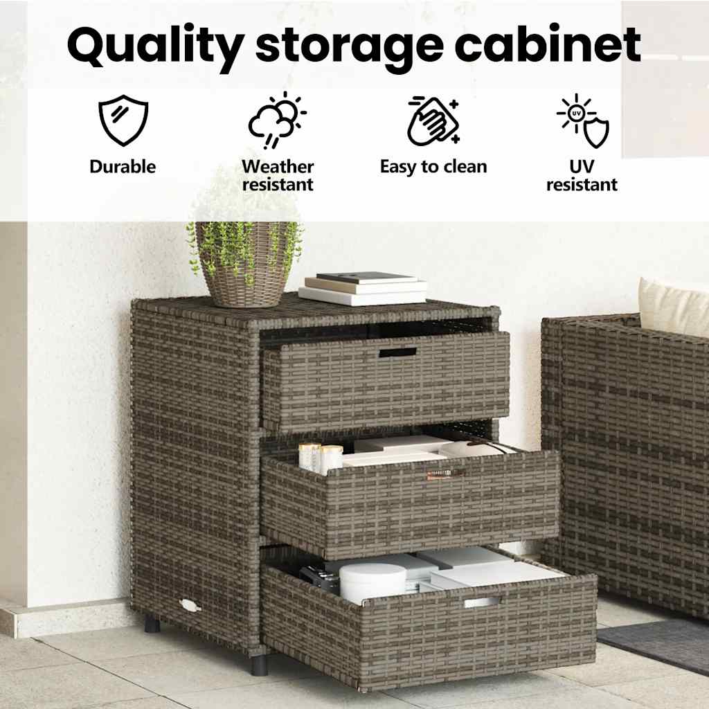 Gartenschrank Grau 55x59x69 cm Poly Rattan
