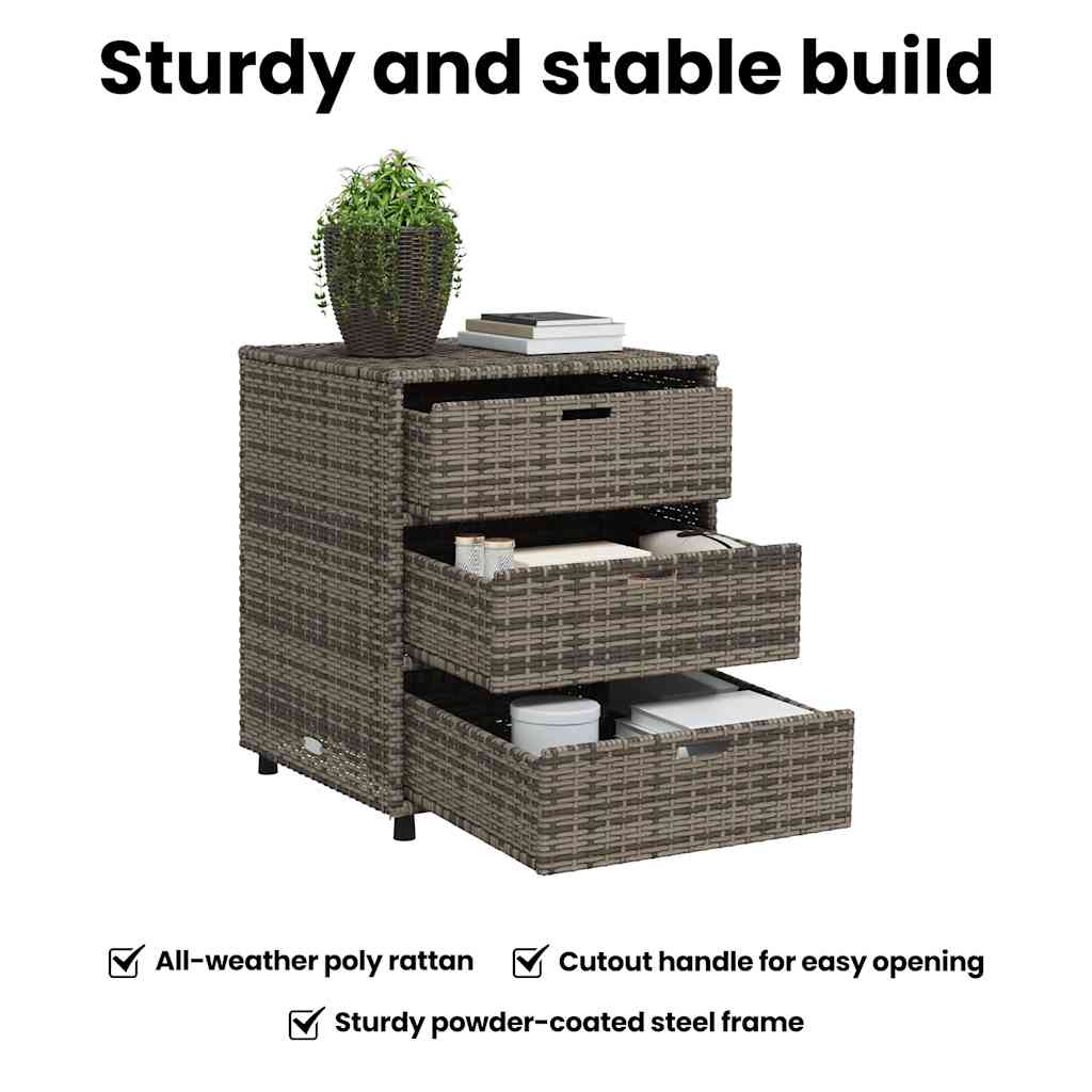 Gartenschrank Grau 55x59x69 cm Poly Rattan