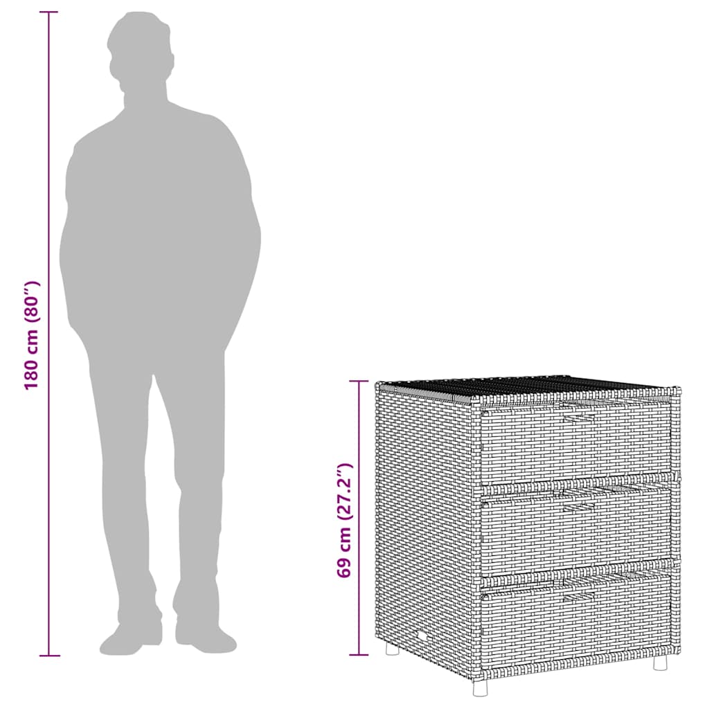 Gartenschrank Grau 55x59x69 cm Poly Rattan