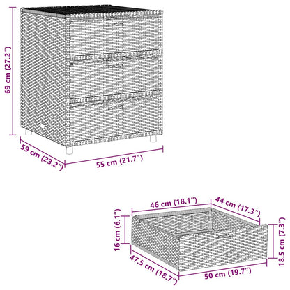 Gartenschrank Grau 55x59x69 cm Poly Rattan