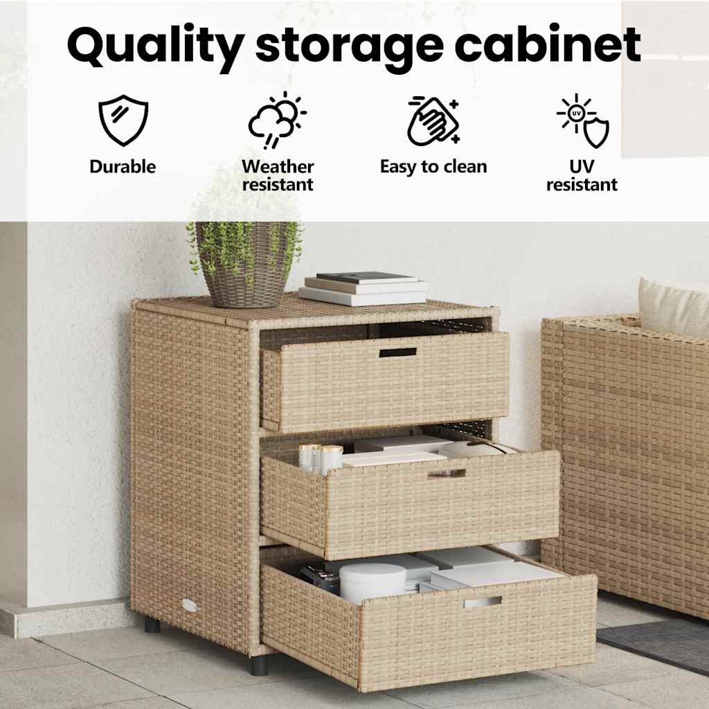 Gartenschrank Beige 55x59x69 cm Poly Rattan