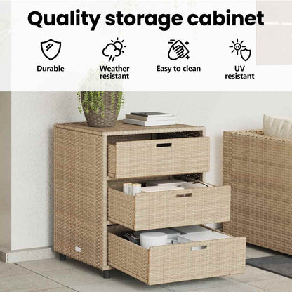 Gartenschrank Beige 55x59x69 cm Poly Rattan
