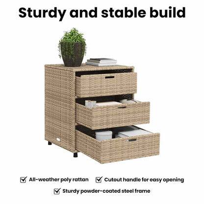 Gartenschrank Beige 55x59x69 cm Poly Rattan