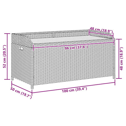 Bank mit Stauraum Grau 100x50x52 cm Poly Rattan Akazienholz
