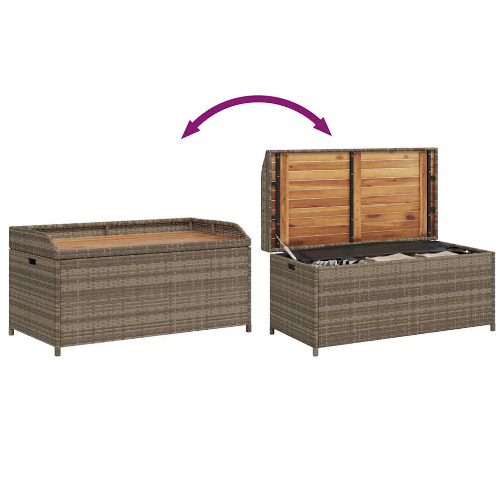 Bank mit Stauraum Grau 100x50x52 cm Poly Rattan Akazienholz