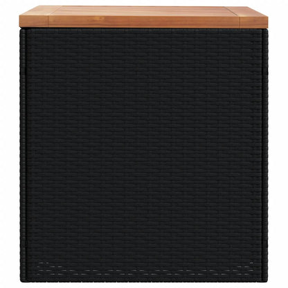 Gartentruhe Schwarz 110x50x54 cm Poly Rattan Akazienholz