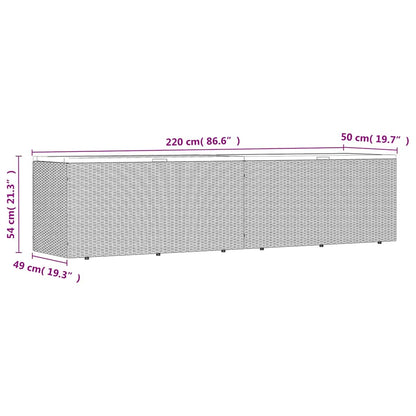 Gartentruhe Schwarz 220x50x54 cm Poly Rattan Akazienholz