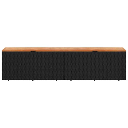 Gartentruhe Schwarz 220x50x54 cm Poly Rattan Akazienholz