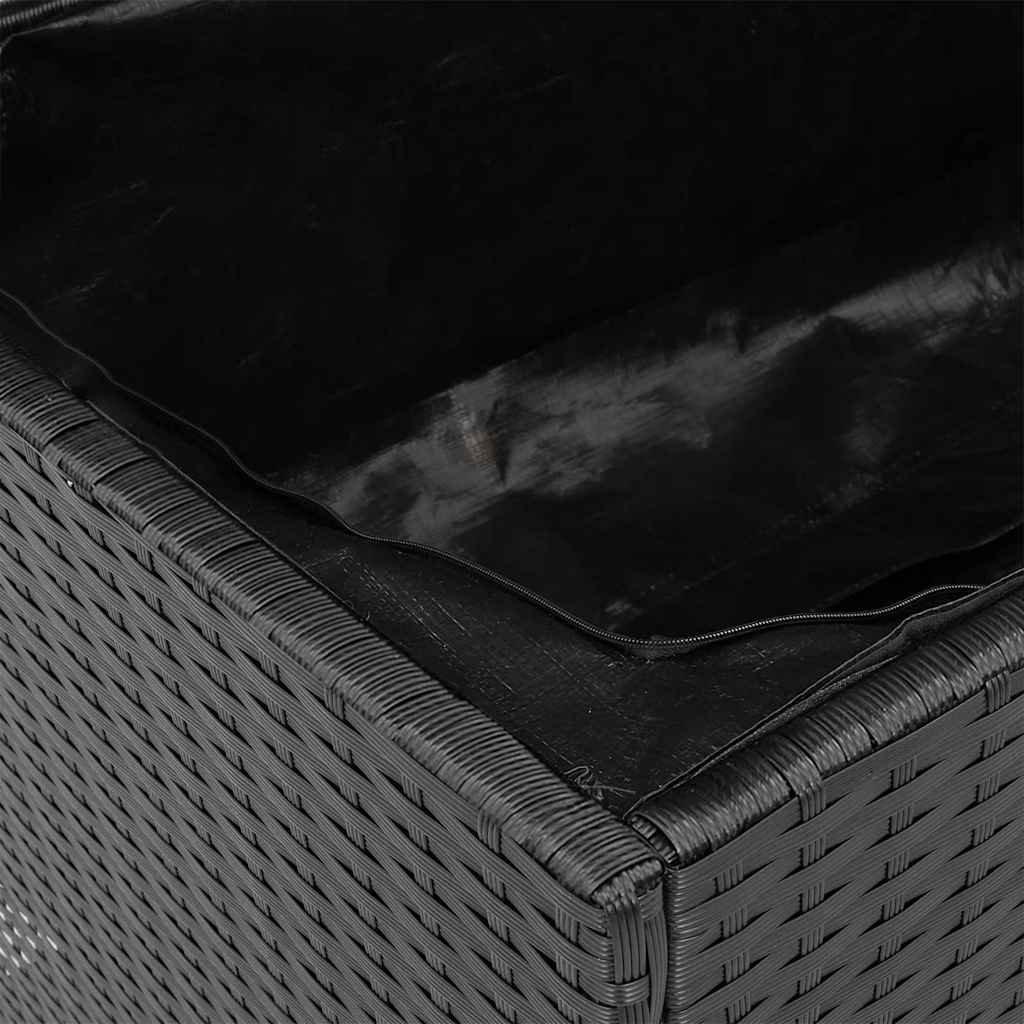 Gartentruhe Schwarz 220x50x54 cm Poly Rattan Akazienholz